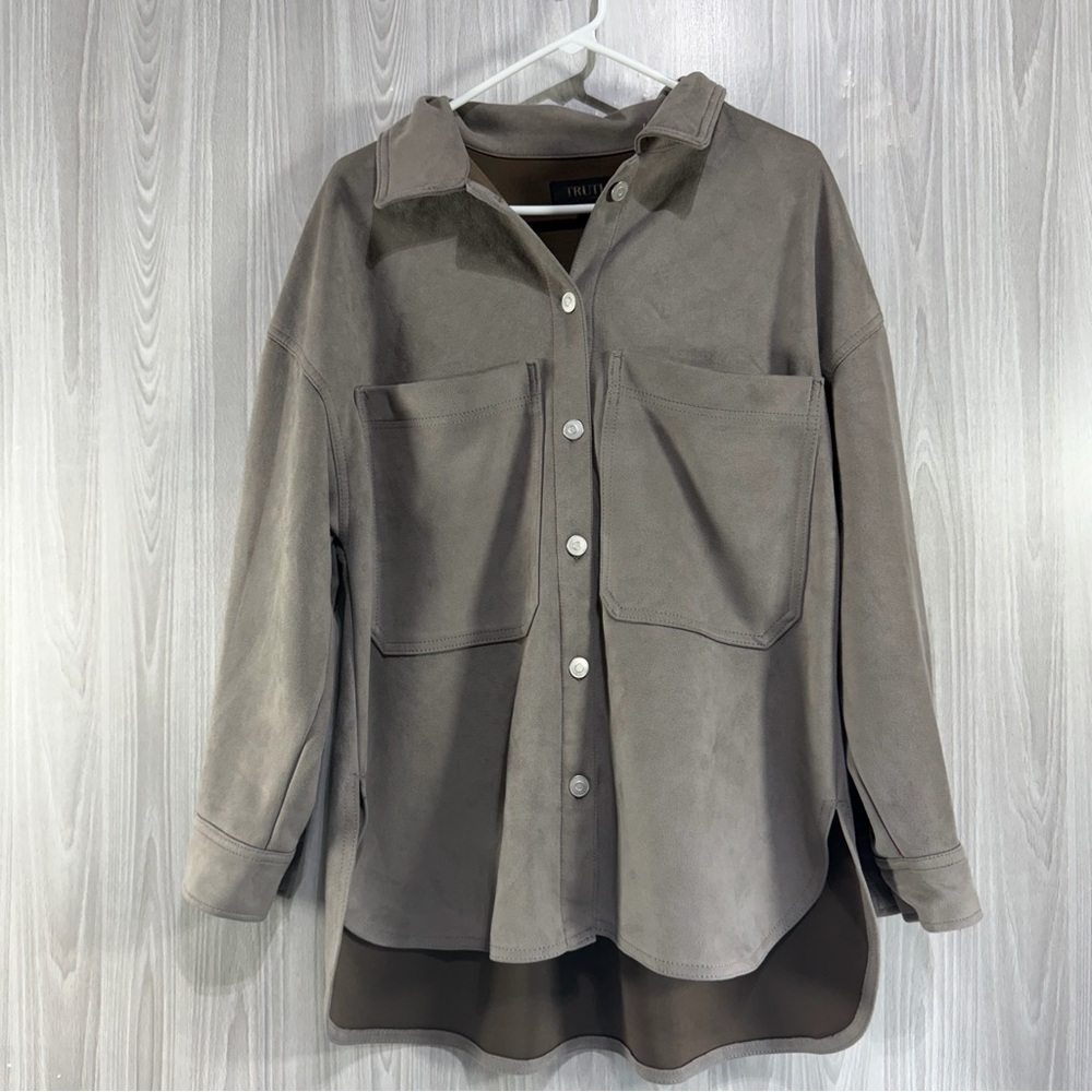 Truth By Republic Faux Suede Shirt Jacket Women’s Medium‎ Taupe Soft Brown